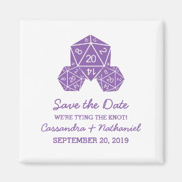 Íman Imã salve a data Roxa D20 Dice