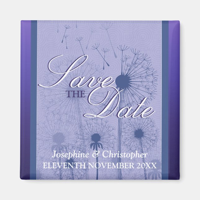 Íman Imã salve a data Roxo Dandelion (Frente)