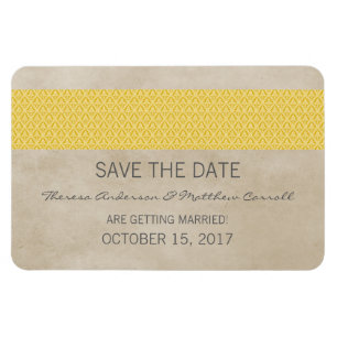 Íman Imã salve a data Rustic Damask, Amarelo