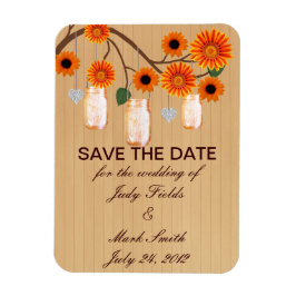 Íman Imã salve a data Rustic Orange Mason Jars