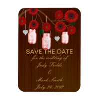 Imã salve a data Rustic Red Mason Jars