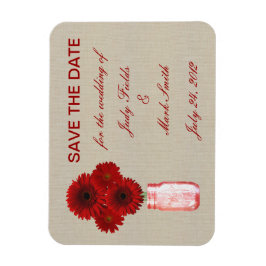 Íman Imã salve a data Rústica de Burlap Red Mason Jar