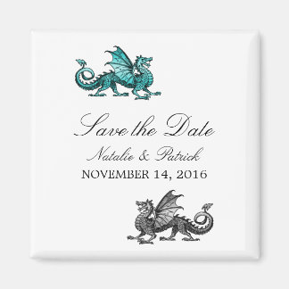 Íman Imã salve a data Teal Silver Dragon