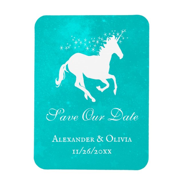 Íman Imã salve a data Turquoise Unicorn (Vertical)