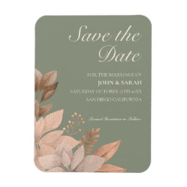 Íman imã salve a data Verde e Floral 3X4 Sage