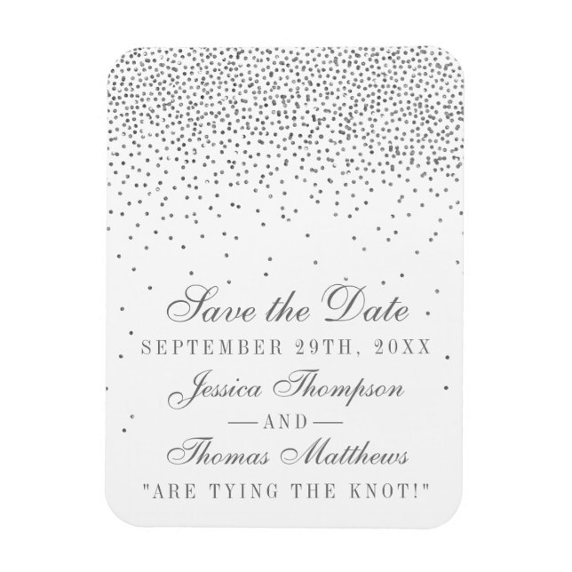 Íman Imã salve o dia Vintage Glam Silver Confetti (Vertical)