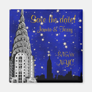 Íman Ímã Silhueta do Horizonte de NYC Estrela Azul Salv