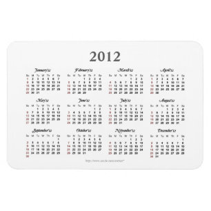 Íman Ímã simples do prêmio de 2012 calendários