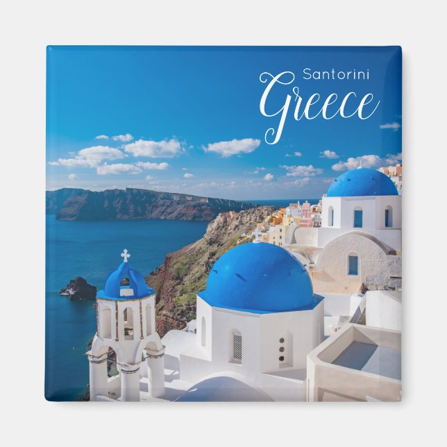 Íman Ímã Souvenir Presente Cênico de Santorini Grécia (Frente)