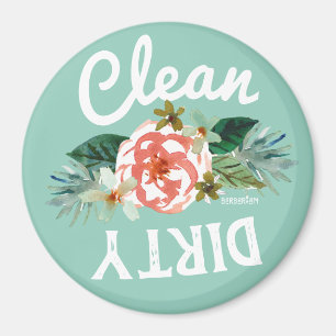Íman Ímã SUJO LIMPO floral da máquina de lavar louç