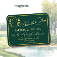 Ímã Tema de Golfe Monograma Casamento Save the Dat