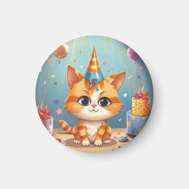 Íman Ímã temático de gato gato ruivo fofo (Frente)