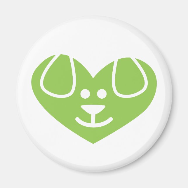 Íman Ímã Verde Coração de Cachorro (Frente)