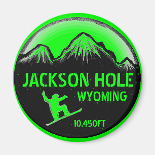 Íman Ímã verde da arte do snowboard de Jackson Hole