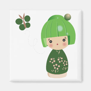 Íman Ímã verde da objectiva tripla de Kokeshi