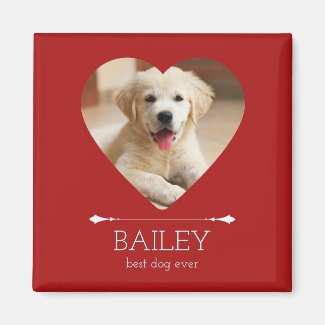 Íman Ímã Vermelho de Foto Personalizada Melhor Cachorro (Frente)