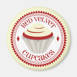 Íman Ímã vermelho do cupcake de veludo