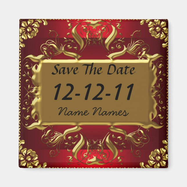 Íman Ímã vermelho dourado Salve a data vermelho (Frente)