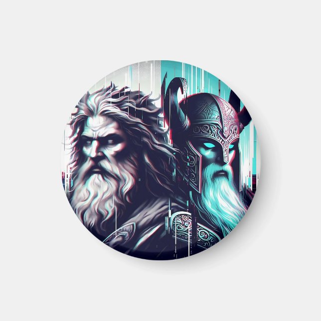 Íman  image of the gods zeus and odin togethe (Frente)