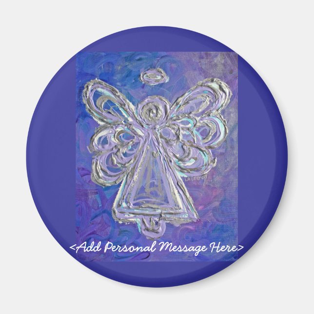 Íman Imagem Anjo Roxo com Mensagem Personalizada (Frente)