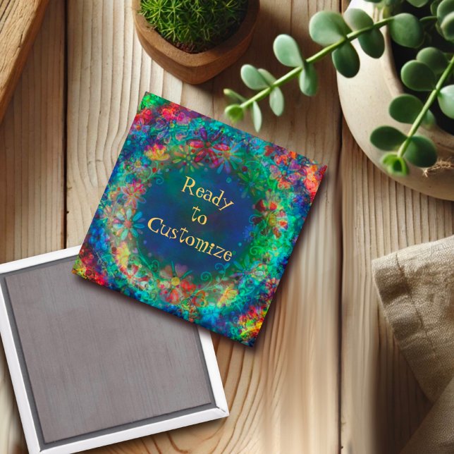 Íman Imagem Azul de Inspirivência Personalizada Floral  (Criador carregado)