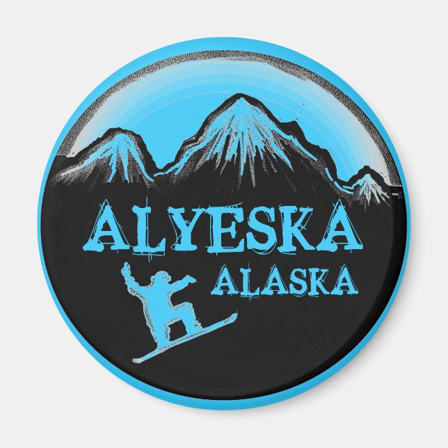 Íman Imagem azul do Snowboarder do Alaska (Frente)