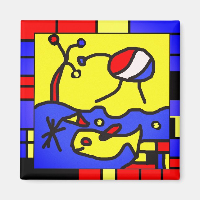 Íman Imagem com peixes da arte moderna (Frente)