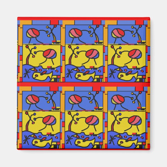 Íman Imagem com peixes da arte moderna (Frente)