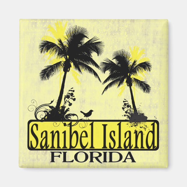 Íman Imagem da palmeira da Flórida Sanibel Island (Frente)
