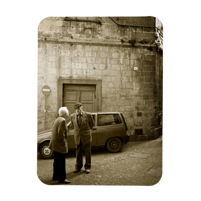 Íman Imagem da rua italiana no ímã retangular sepia (Vertical)