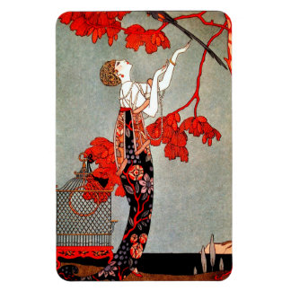 Íman Imagem das Flores Vermelhas da Vintage Art Deco