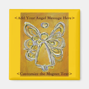 Íman Imagem de Anjo Amarelo com Mensagem Personalizada