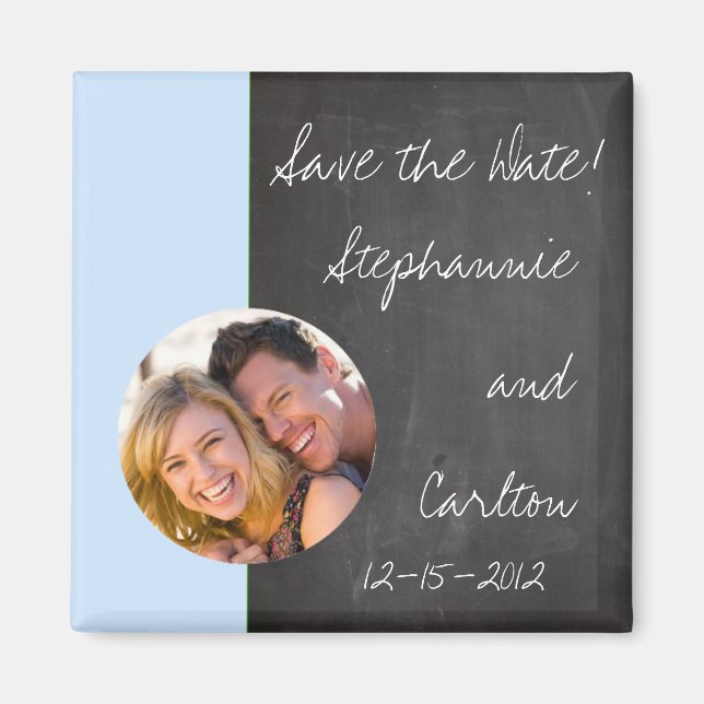 Íman Imagem de Anúncio de Casamento Azul Chalkboard (Frente)