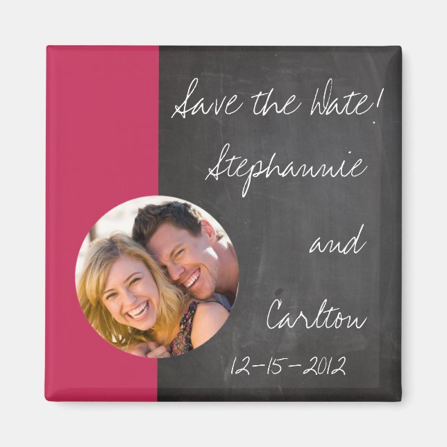 Íman Imagem de Anúncio de Casamento Rosa Chalkboard (Frente)
