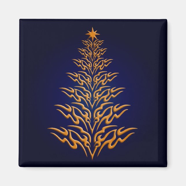 Íman Imagem de Árvore de Natal Na moda azul (Frente)