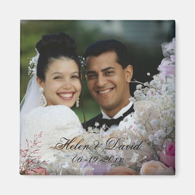 Íman Imagem de Casamento de Foto Floral (Frente)