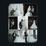 Íman Imagem de Colagem de Casamento Personalizado de 7<br><div class="desc">Celebre seu dia de casamento com este elegante ímã de colagem de 7 fotos, perfeito para compartilhar suas memórias favoritas em um belo manejo. Este ímã fotográfico flexível é perfeitamente personalizável com suas próprias fotos e faz um favor de casamento, obrigado seu presente, ou guarde por sua família e amigos....</div>