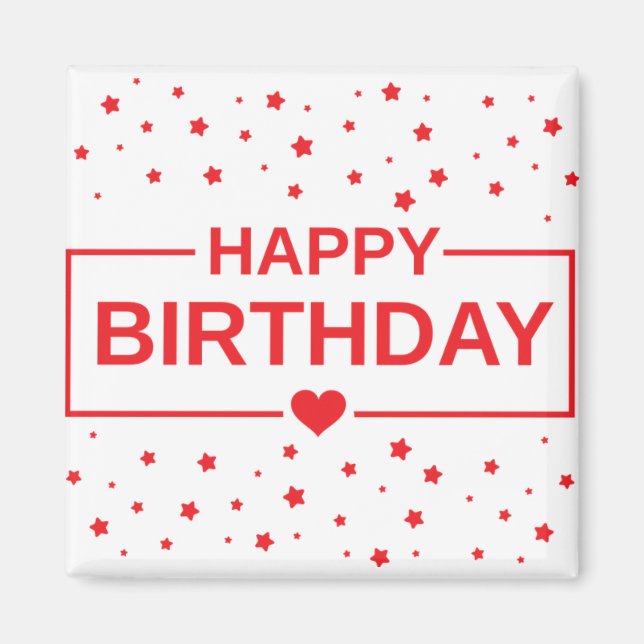 Íman Imagem de corações de feliz aniversário (Frente)