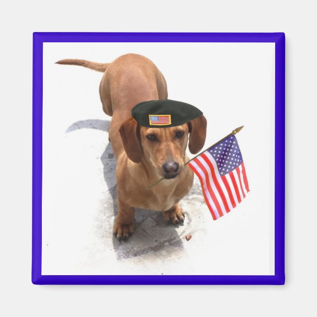 Íman Imagem de dachshund patriótica (Frente)