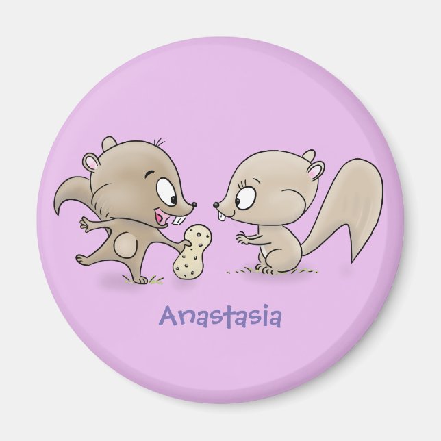 Íman Imagem de desenho animado de esquilos engraçados (Frente)