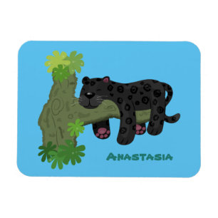 Íman Imagem de desenho animado de gato preto-pintado-pi