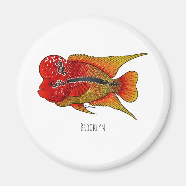 Íman Imagem de desenho animado de peixes-cichlid-Flor (Frente)