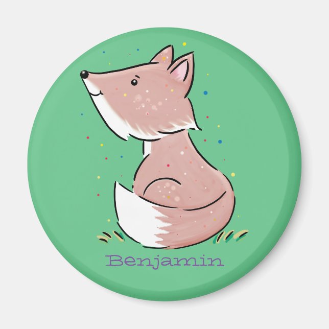 Íman Imagem de desenho animado de raposas de bebês (Frente)