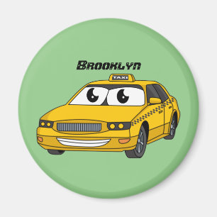 Íman Imagem de desenho animado de táxi amarelo bonito 