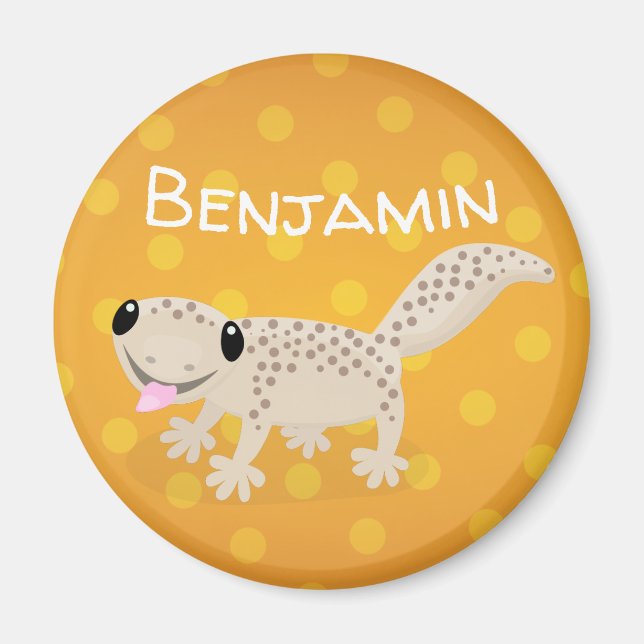 Íman Imagem de desenho animado de uma lagartixa pintada (Frente)