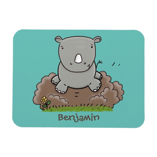 Íman Imagem de desenho animado do bebê rhino bonito (Horizontal)