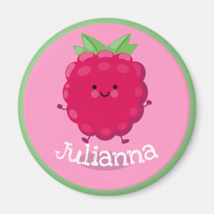 Íman Imagem de desenho animado rosa de framboesa vermel