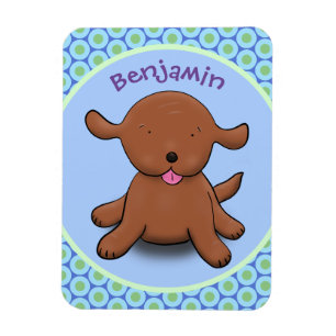 Íman Imagem de desenho azul de cachorro feliz e giro