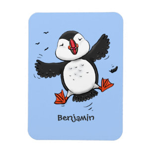Íman Imagem de desenho azul de desenho de um puffin bra