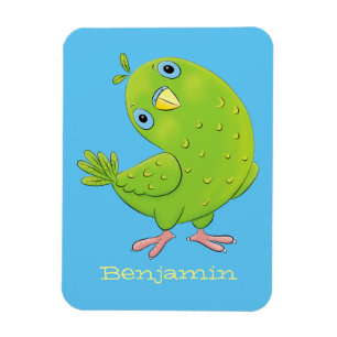 Íman Imagem de desenhos animados de periquito verde-esv